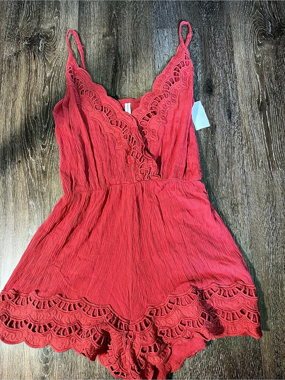 Xhilaration Red Lace Romper small